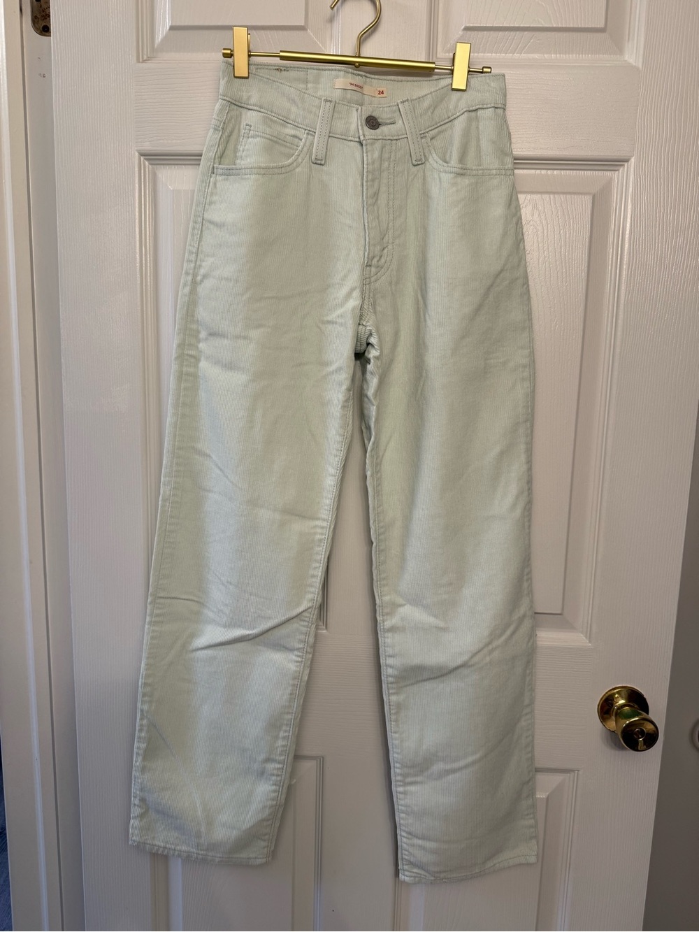 Women’s Levis ‘94 Baggy Light Mint Corduroy Straight Jeans Size 24